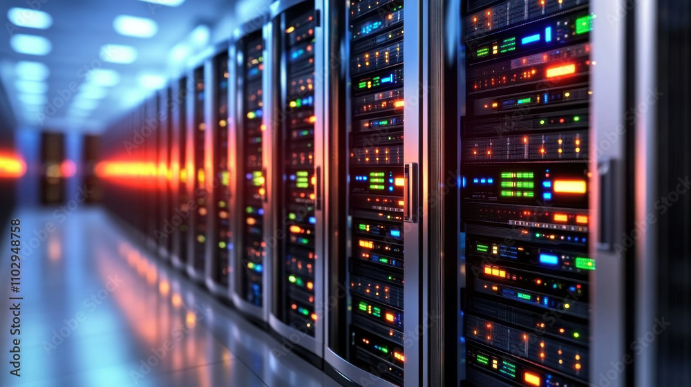 Database. A modern data center featuring rows of illuminated server racks, showcasing advanced technology in a sleek, organized environment. Database. A modern data center featuring rows of illuminated server racks, showcasing advanced technology in a sleek, organized environment.