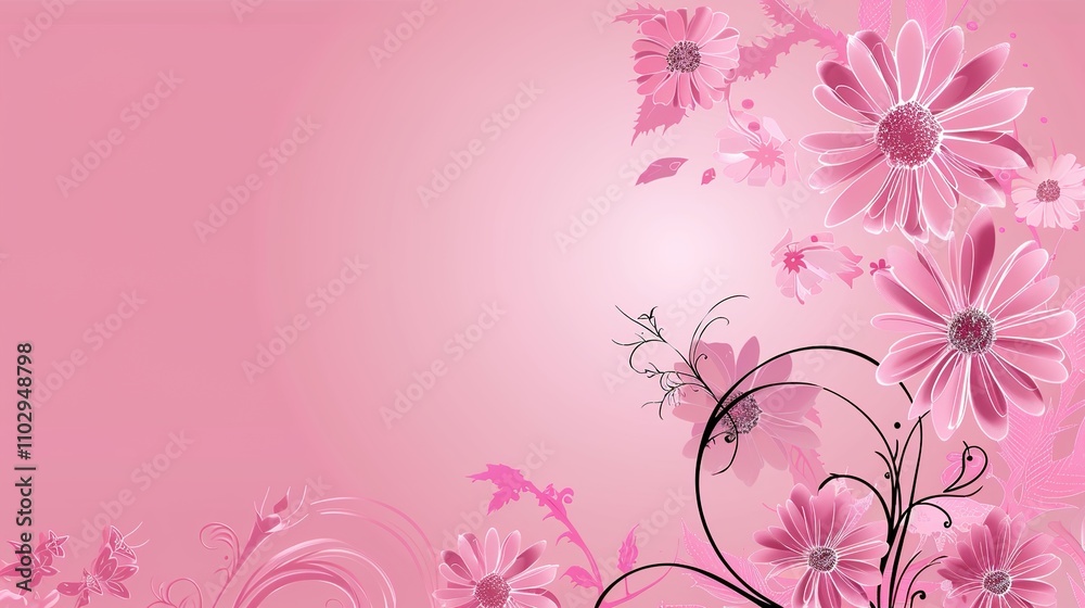 Pink Background with Side Flowers - an elegant and romantic floral display. The soft pink tones complement the flowers, adding a touch of charm and sophistication. Pink Background with Side Flowers - an elegant and romantic floral display. The soft pink tones complement the flowers, adding a touch of charm and sophistication.