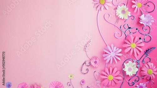 Pink Background with Side Flowers - an elegant and romantic floral display. The soft pink tones complement the flowers, adding a touch of charm and sophistication. photo