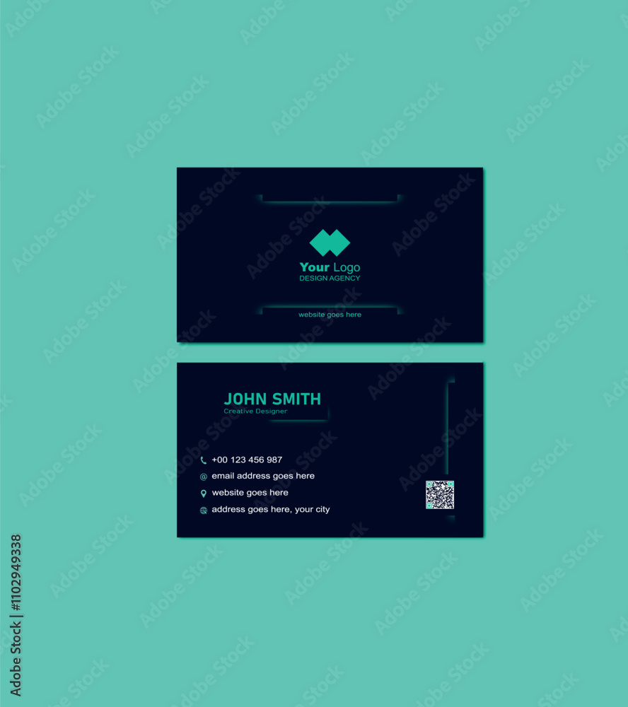 Double-sided creative business card template. Modern presentation card with company logo. Vector business card template. Visiting card for business and personal use. Vector illustration design.