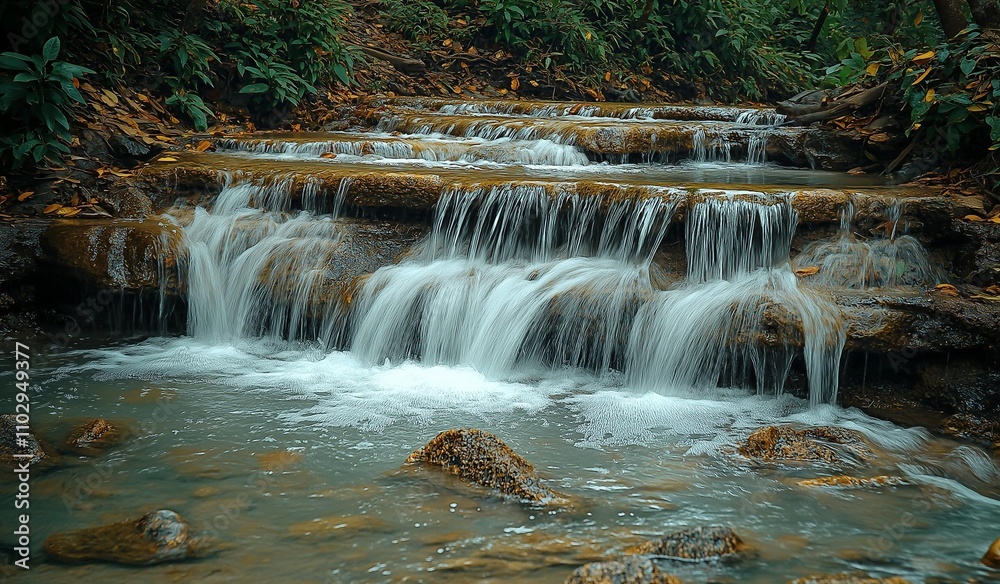 Obraz premium AI generator images of a clear waterfall in the middle of the forest Abundant nature