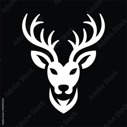 Deer head icon symbol vector illustration. Deer silhouette logo black and white. Deer logo vector template.
