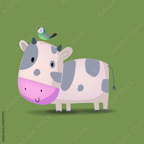 Cute cow, cattle cartoon icon character maskot vector illustration collection. Isolated on background.