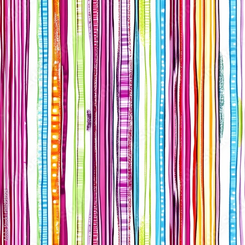 Seamless bright colors stripes and flowers pattern