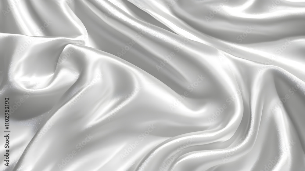 Luxurious white satin fabric with elegant, flowing folds and soft, smooth texture.  Perfect for backgrounds or fashion designs.
