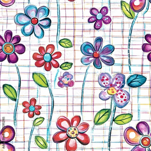 Seamless bright colors floral pattern