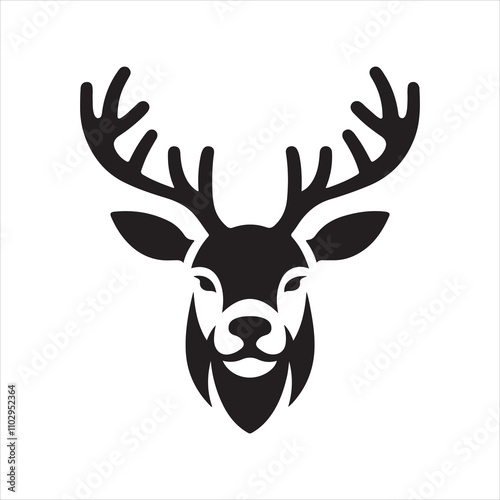 Deer head icon symbol vector illustration. Deer silhouette logo black and white. Deer logo vector template.
