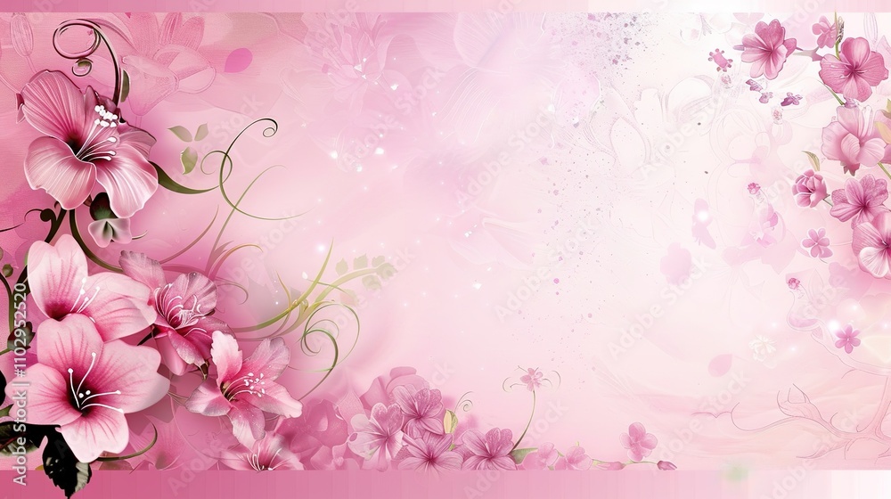 Pink Background with Side Flowers - an elegant and romantic floral display. The soft pink tones complement the flowers, adding a touch of charm and sophistication. Pink Background with Side Flowers - an elegant and romantic floral display. The soft pink tones complement the flowers, adding a touch of charm and sophistication.
