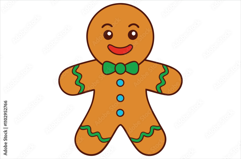 Cute christmas gingerbread man in flat style isolated on white background. a Christmas cookies, Vector illustration Cute christmas gingerbread man in flat style isolated on white background. a Christmas cookies, Vector illustration