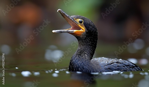 AI generator image of Little cormorant, Javanese cormorant, Phalacrocorax pygmeus.Pigmy cormorant, Food Habits of Little Cormorant,Found distributed in Europe, Africa and Asia,including India,China photo