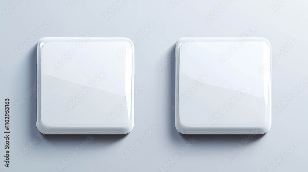 Realistic images of blank square buttons. These vector illustrations show the front and back, perfect for designing logos or branding. Realistic images of blank square buttons. These vector illustrations show the front and back, perfect for designing logos or branding.