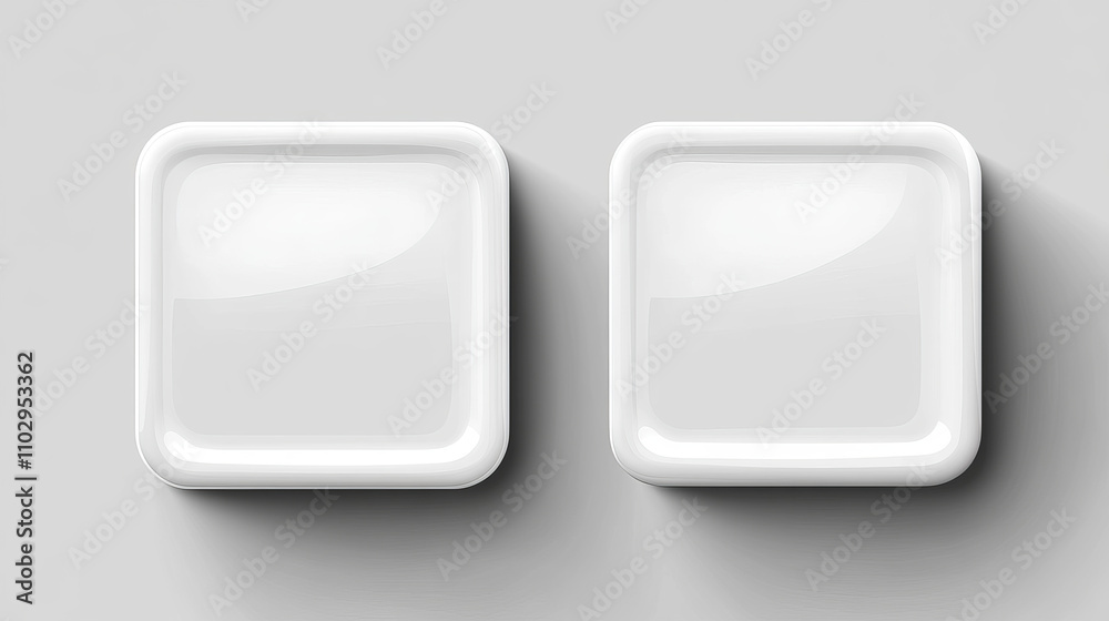 Blank square buttons, front and back views. Perfect for branding or fashion designs. Vector illustration. Blank square buttons, front and back views. Perfect for branding or fashion designs. Vector illustration.