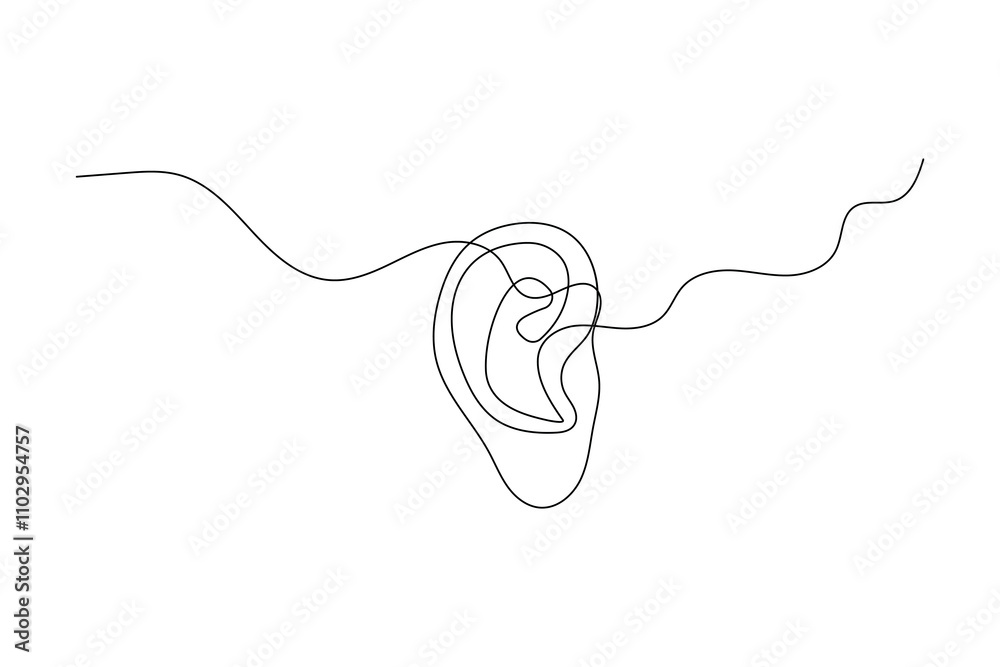 Ear continuous single line art and isolated outline vector illustration
Ear continuous single line art and isolated outline vector illustration