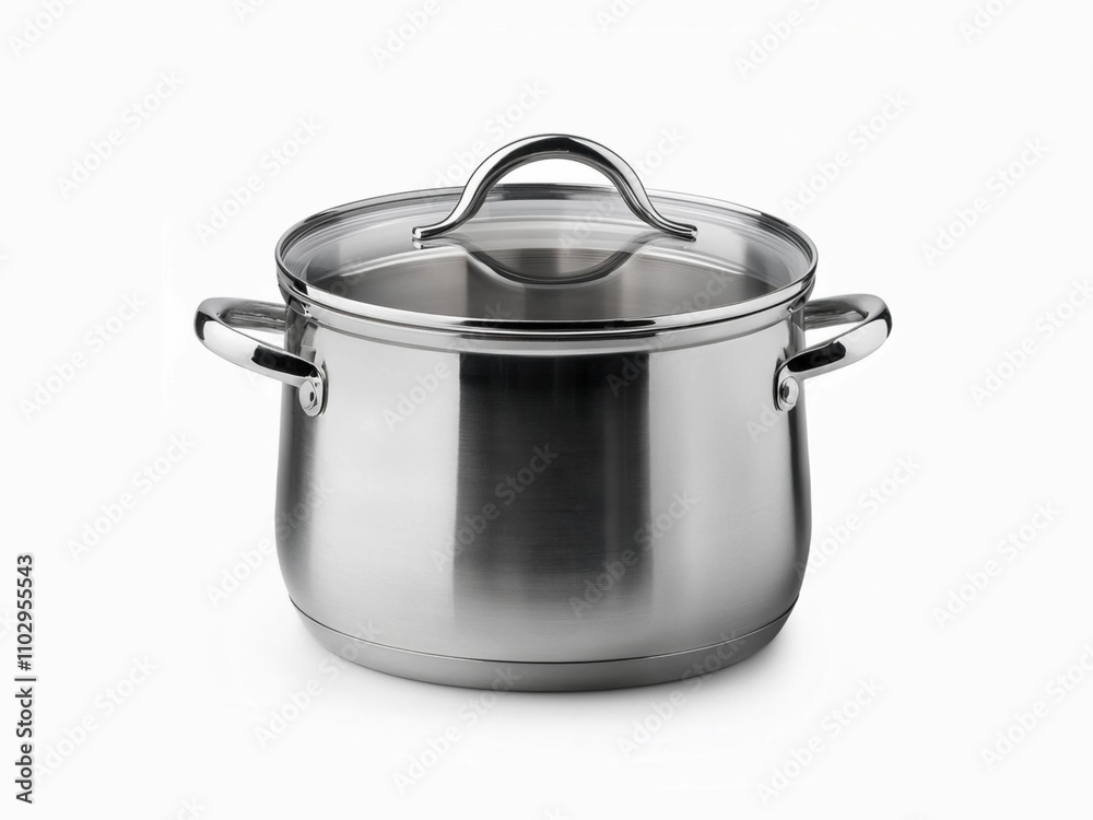 Stainless steel pot Isolated on white background with clipping path Stainless steel pot Isolated on white background with clipping path