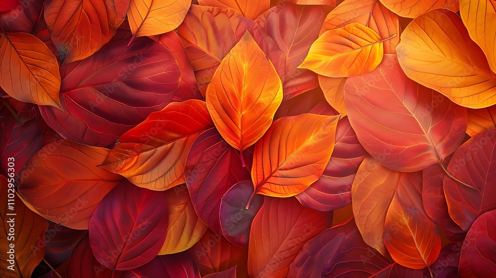 Autumn Leaves Texture: Red and Orange Foliage Background Autumn Leaves Texture: Red and Orange Foliage Background