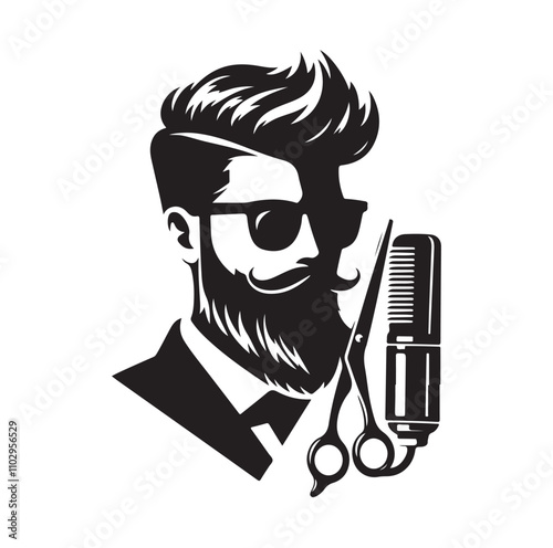 barber icon set silhouette vector illustration