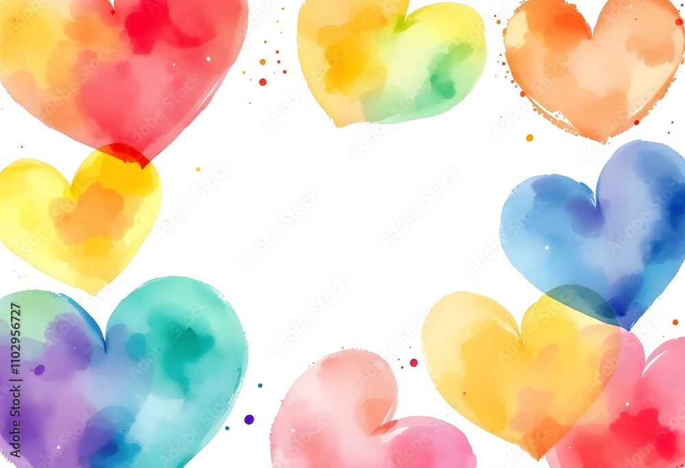 Rainbow color hand drawn hearts doodle set white background. Watercolor painted heart silhouette collection, love symbol, Valentine's Day sign, romantic design element, group of colorful icons design Rainbow color hand drawn hearts doodle set white background. Watercolor painted heart silhouette collection, love symbol, Valentine's Day sign, romantic design element, group of colorful icons design