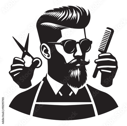 barber icon set silhouette vector illustration