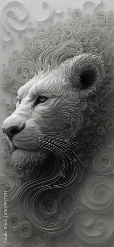 The Contemplative Lion King - A Perfect Blend of Abstract and Realistic Art