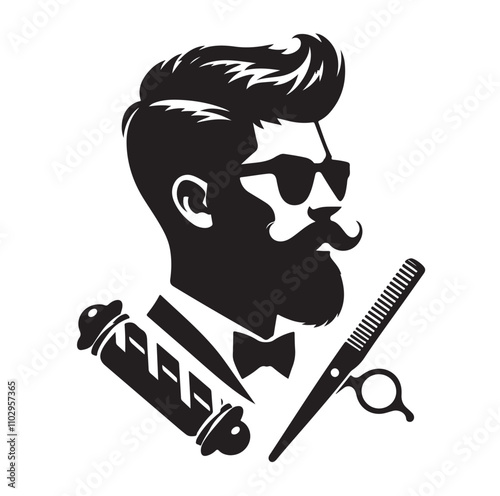 barber icon set silhouette vector illustration