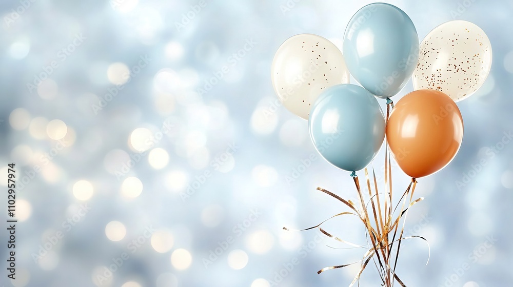 Colorful Balloons with Glitter and Sparkles on a Soft Background Colorful Balloons with Glitter and Sparkles on a Soft Background