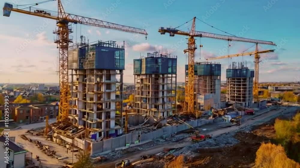 construction site with cranes
