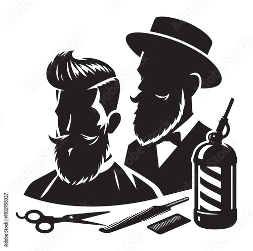 barber icon set silhouette vector illustration