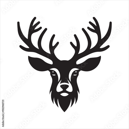 Deer head icon symbol vector illustration. Deer silhouette logo black and white. Deer logo vector template.
