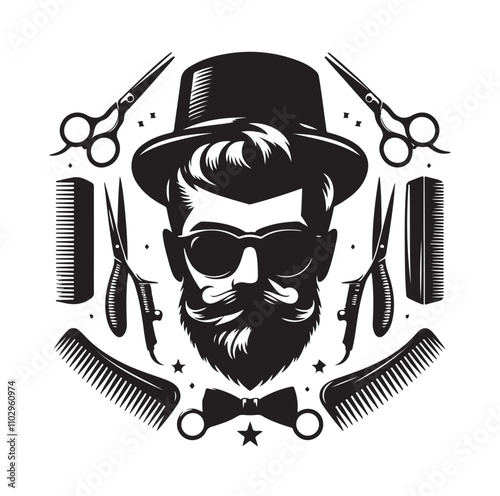 barber icon set silhouette vector illustration