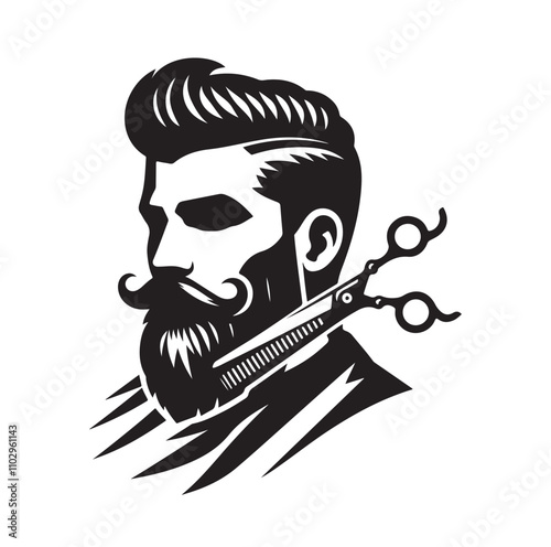 barber icon set silhouette vector illustration