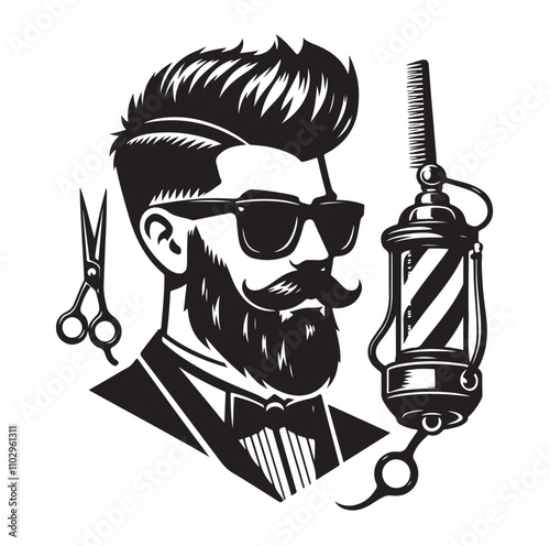 barber icon set silhouette vector illustration