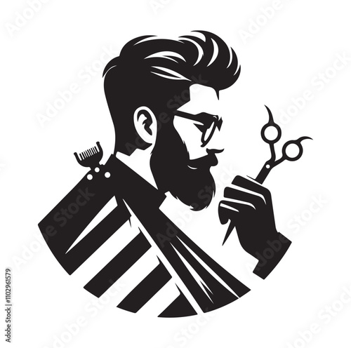 barber icon set silhouette vector illustration