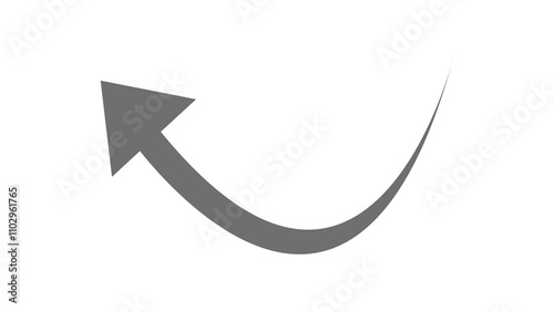 Free Download A muted gray curved arrow points towards the upper left, useful as a navigational element isolated on a white background. - GFXLoad