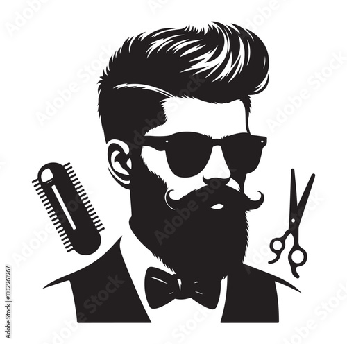 barber icon set silhouette vector illustration
