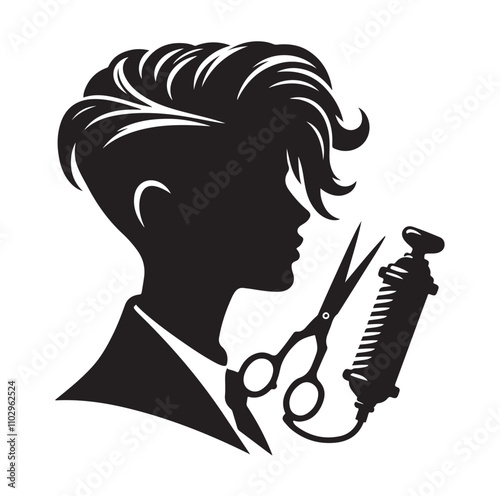 barber icon set silhouette vector illustration
