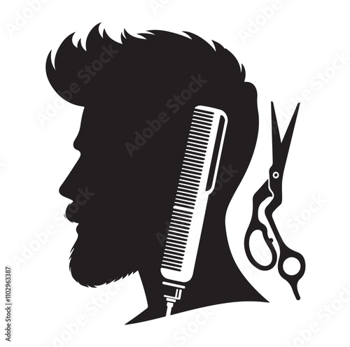 barber icon set silhouette vector illustration