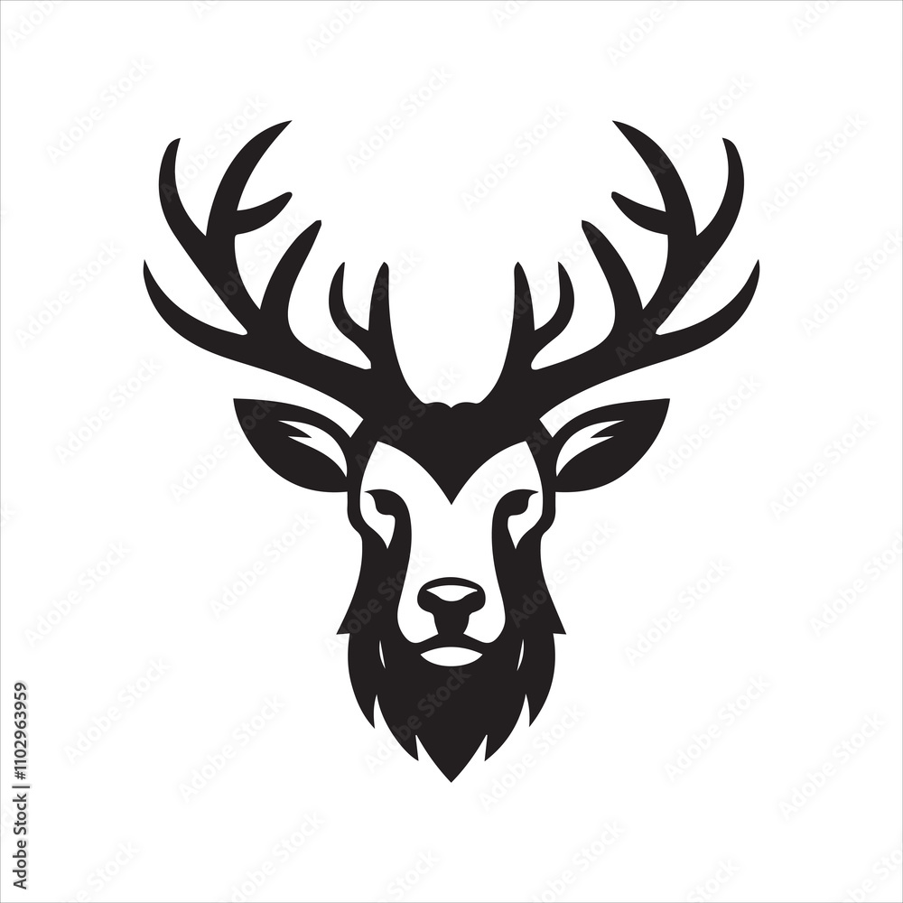 Naklejka premium Deer head icon symbol vector illustration. Deer silhouette logo black and white. Deer logo vector template. 