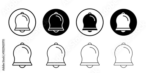 Bell ring icon Black and white outline vector