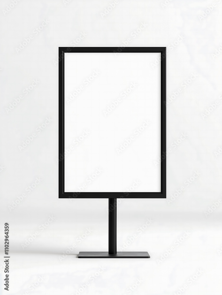 A simple, blank storefront sign standing upright, designed with a clean rectangular frame. The sign is empty, ready for customization, and rests on a minimal, modern stand. A simple, blank storefront sign standing upright, designed with a clean rectangular frame. The sign is empty, ready for customization, and rests on a minimal, modern stand.