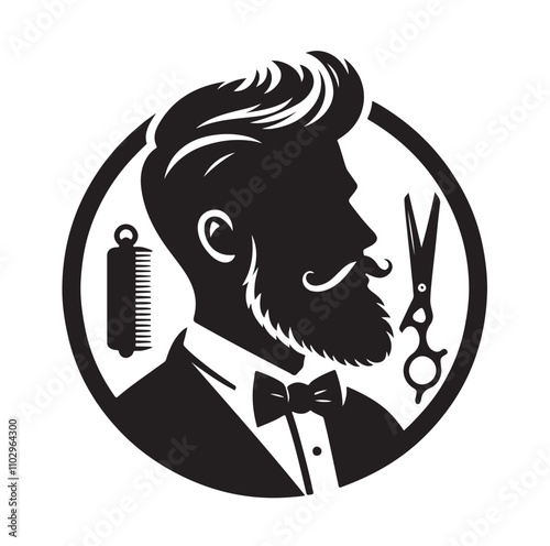 barber icon set silhouette vector illustration