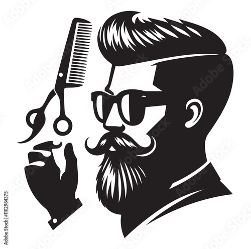 barber icon set silhouette vector illustration
