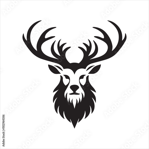 Deer head icon symbol vector illustration. Deer silhouette logo black and white. Deer logo vector template.
