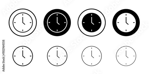 Clock-five icon Black and white outline vector