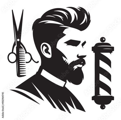barber icon set silhouette vector illustration