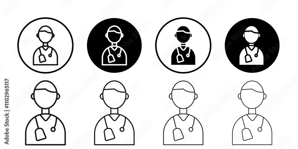 Doctor icon Black and white outline vector Doctor icon Black and white outline vector