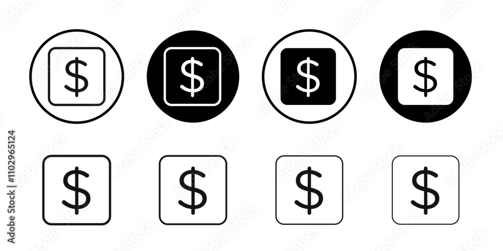 Dollar icon Black and white outline vector Dollar icon Black and white outline vector