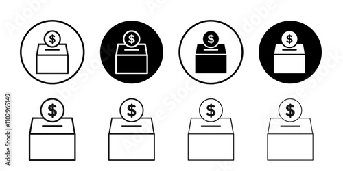 Donate icon Black and white outline vector