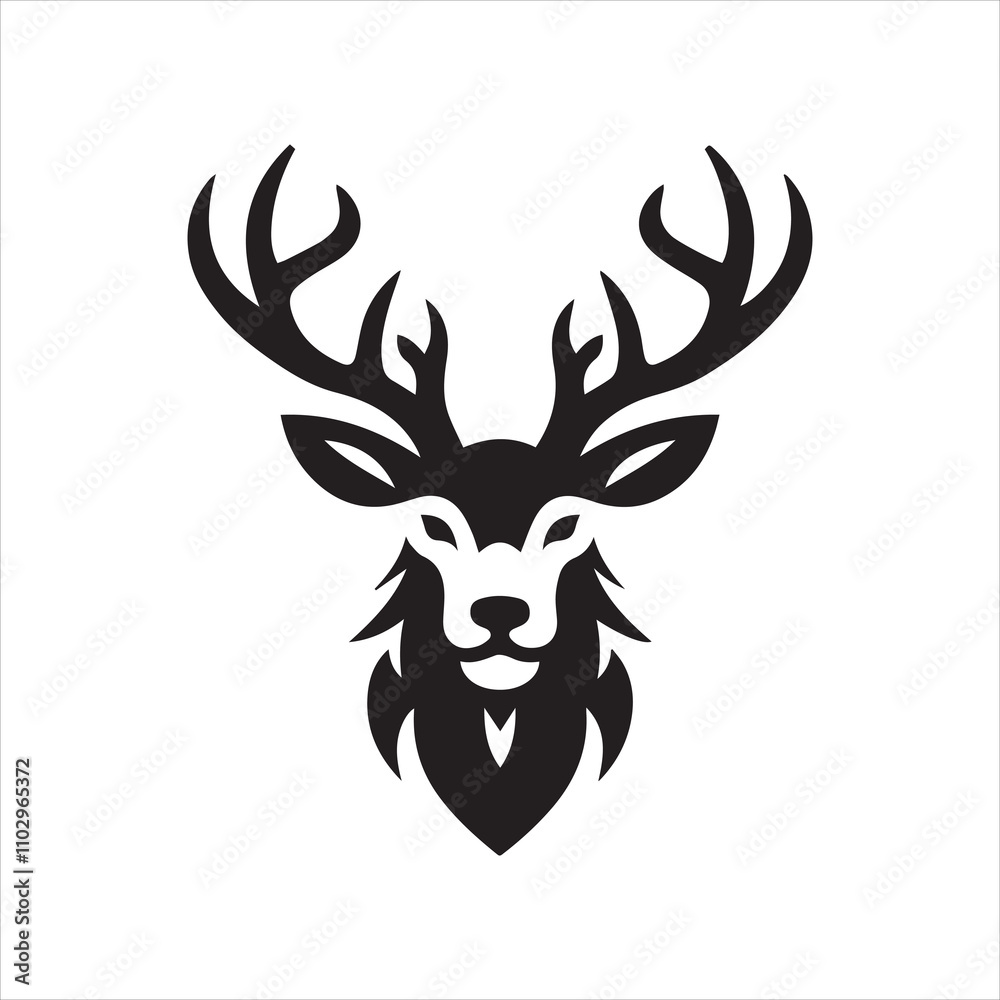 Naklejka premium Deer head icon symbol vector illustration. Deer silhouette logo black and white. Deer logo vector template. 