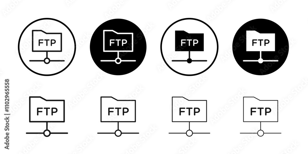 FTP icon Black and white outline vector FTP icon Black and white outline vector