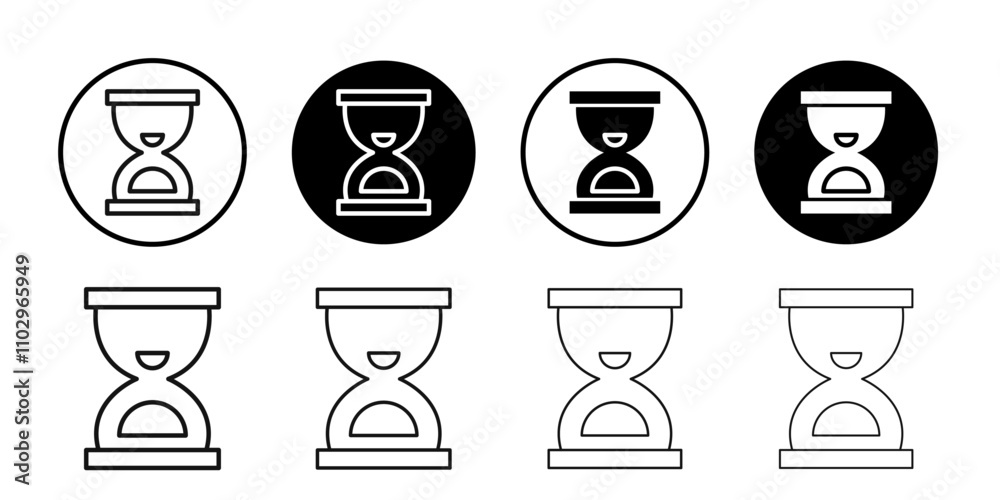 Hourglass icon Black and white outline vector Hourglass icon Black and white outline vector